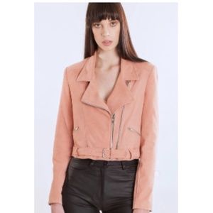 Pink Suede Biker Jacket